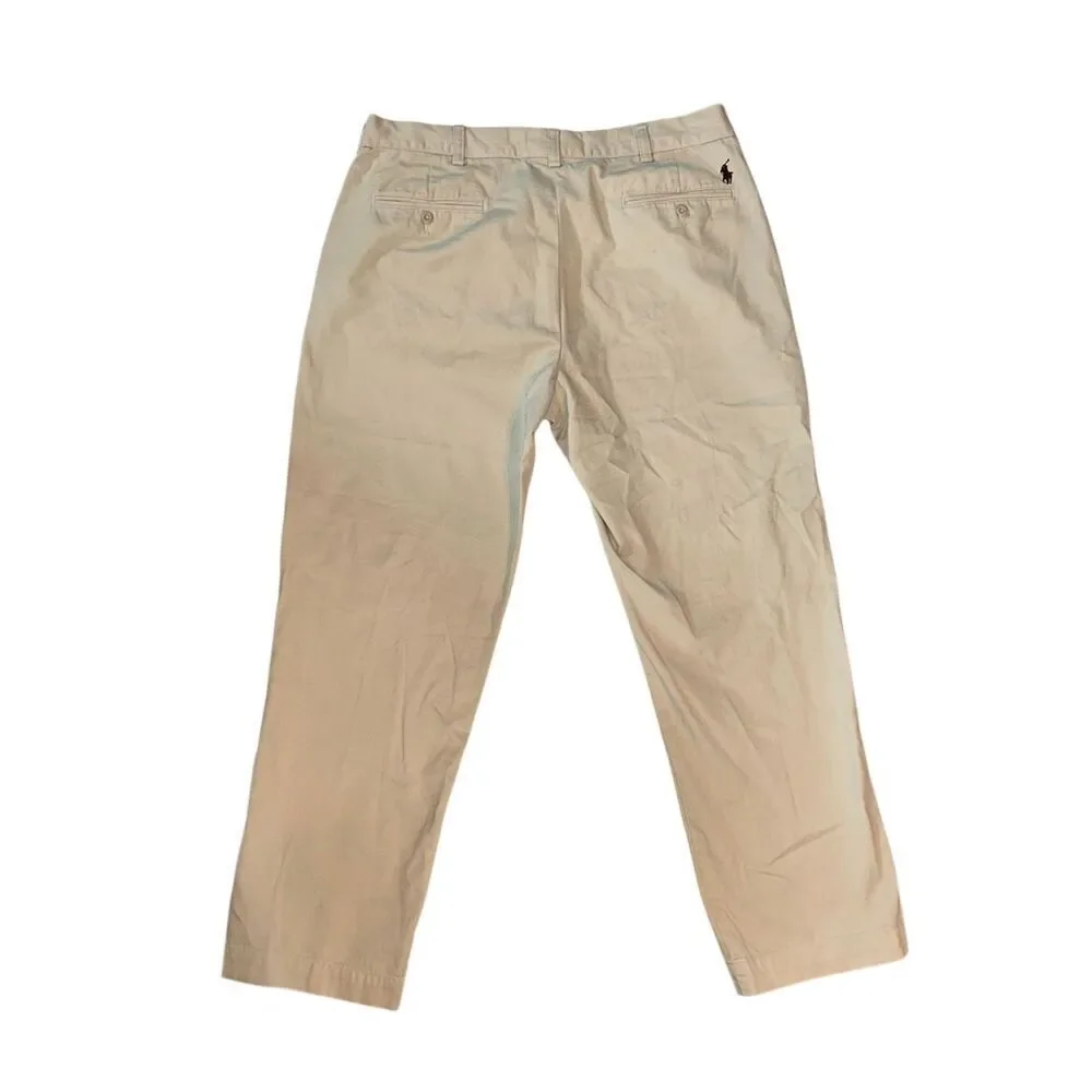 Polo Ralph Lauren Pants Preston Mens 36x30 Khaki 100% Cotton Flat Front Chino